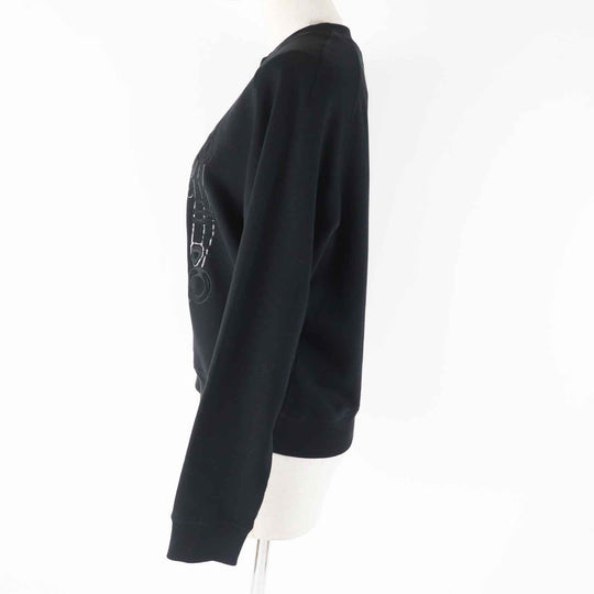HERMES sweat 2E4609DQ Main: 100% cotton, Part: 96% cotton, Part: 4% polyurethane, Part: 100% rayon black Women 36 Used Authentic