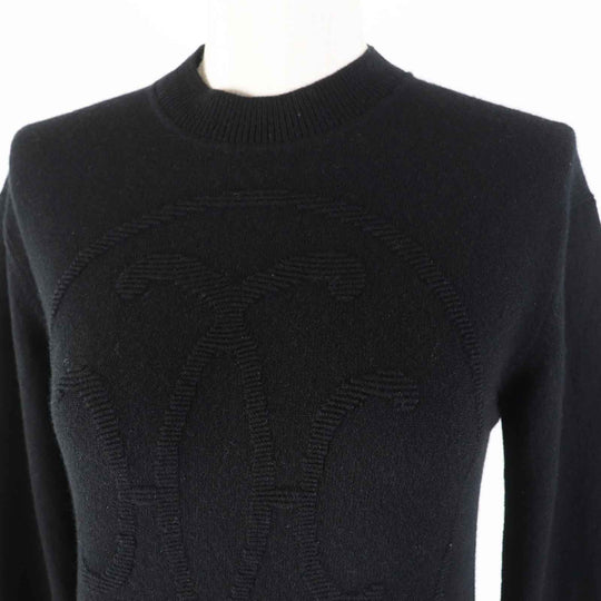HERMES knit 3H2653D1 Main: 100% cashmere black Women 34 Used Authentic