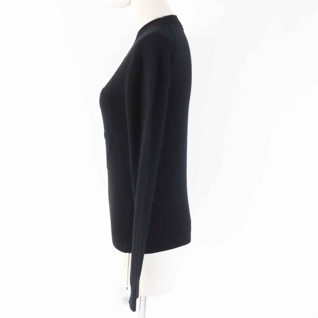 HERMES knit 3H2653D1 Main: 100% cashmere black Women 34 Used Authentic