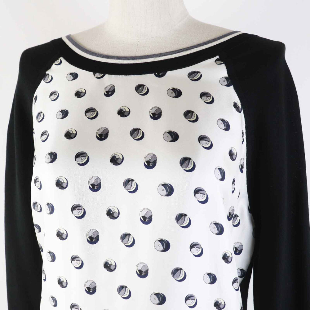 HERMES one piece Main: 100% silk, part: 72% silk, part: 28% cotton Black Grey Women 34 Used Authentic