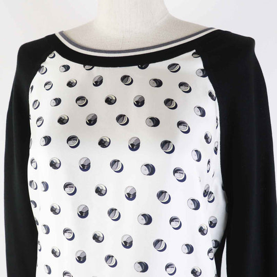 HERMES one piece Main: 100% silk, part: 72% silk, part: 28% cotton Black Grey Women 34 Used Authentic