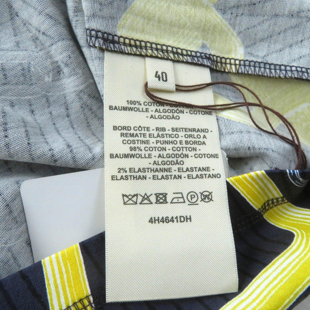 HERMES Short sleeve T-shirt 4H4641DH Main: 98% cotton, Main: 2% polyurethane, Part: 100% cotton Navy yellow Kaleidoscope Effect Women 40 Used Authentic