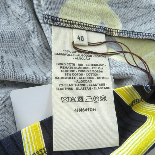 HERMES Short sleeve T-shirt 4H4641DH Main: 98% cotton, Main: 2% polyurethane, Part: 100% cotton Navy yellow Kaleidoscope Effect Women 40 Used Authentic