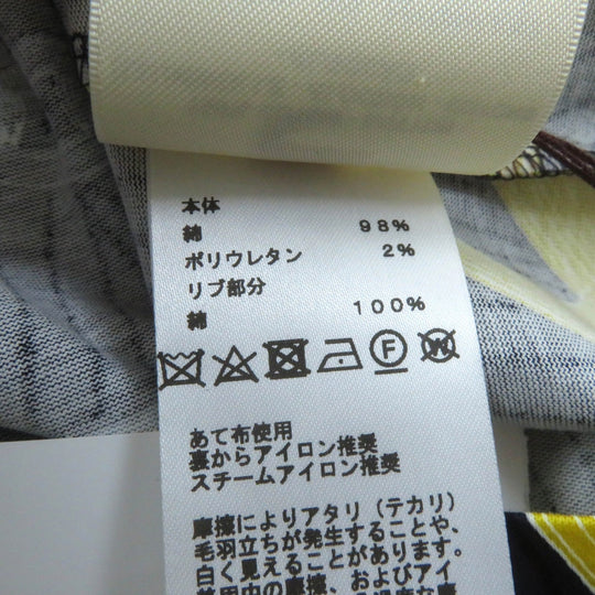 HERMES Short sleeve T-shirt 4H4641DH Main: 98% cotton, Main: 2% polyurethane, Part: 100% cotton Navy yellow Kaleidoscope Effect Women 40 Used Authentic