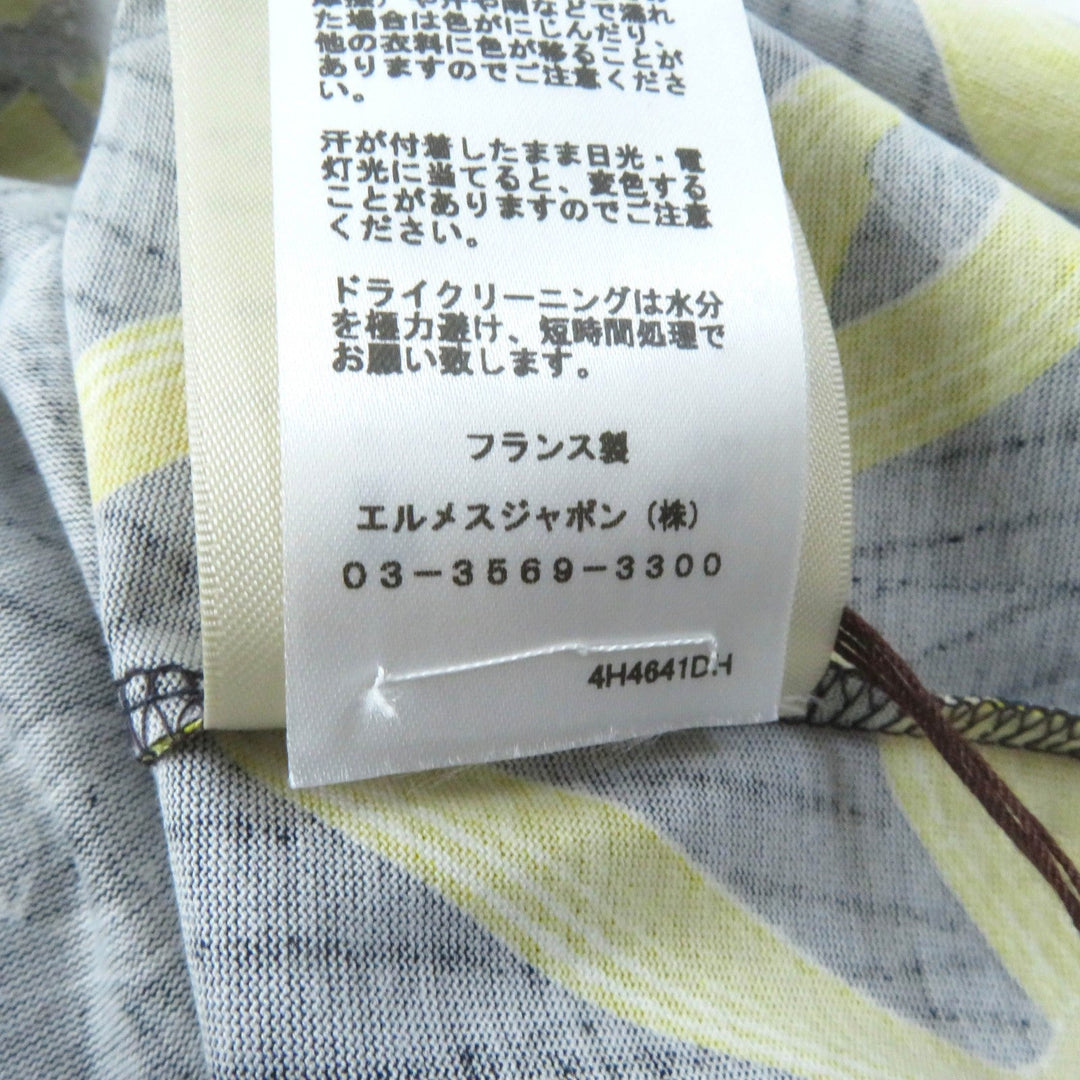HERMES Short sleeve T-shirt 4H4641DH Main: 98% cotton, Main: 2% polyurethane, Part: 100% cotton Navy yellow Kaleidoscope Effect Women 40 Used Authentic