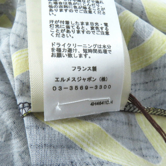 HERMES Short sleeve T-shirt 4H4641DH Main: 98% cotton, Main: 2% polyurethane, Part: 100% cotton Navy yellow Kaleidoscope Effect Women 40 Used Authentic