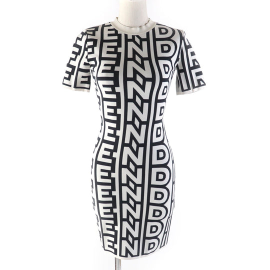 FENDI one piece FZD917 Main: 51% nylon, 32% rayon, 15% polyester, 2% polyurethane White black Women 36 Used Authentic