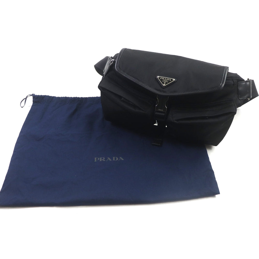 PRADA Shoulder Bag 2VH174 Main: Nylon, Part: Leather black mens Used Authentic