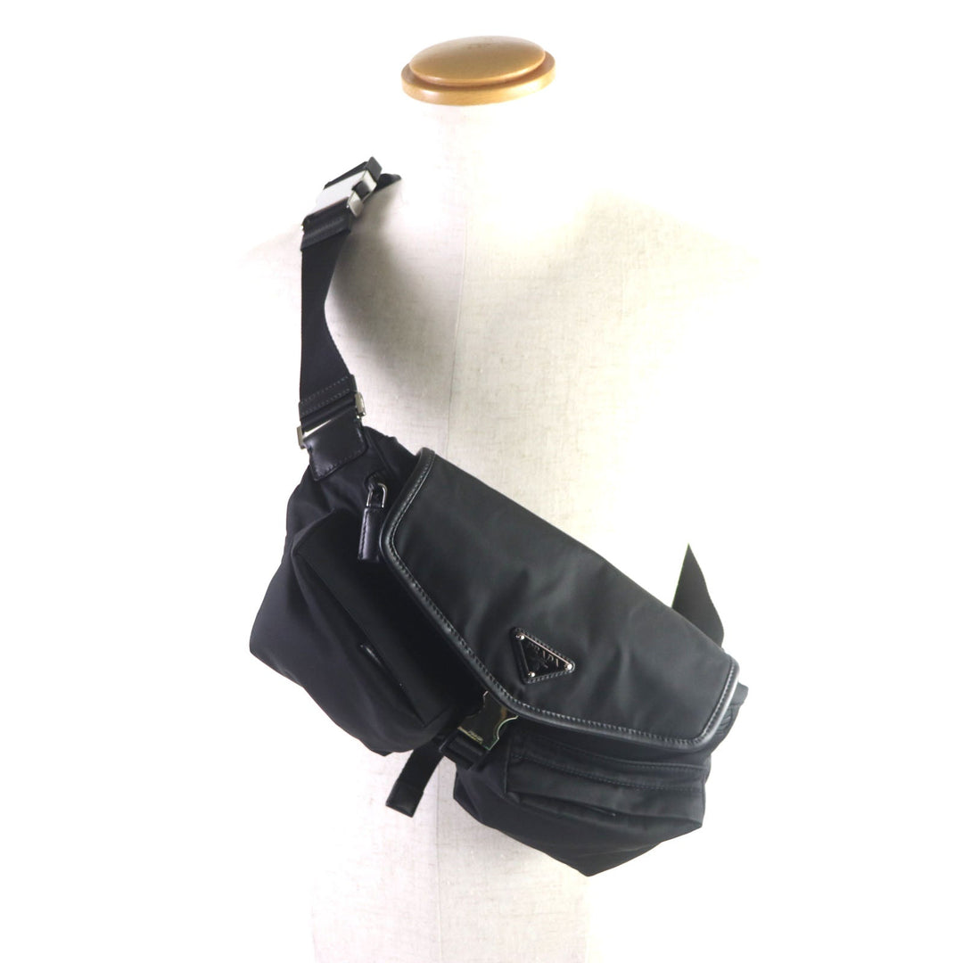 PRADA Shoulder Bag 2VH174 Main: Nylon, Part: Leather black mens Used Authentic