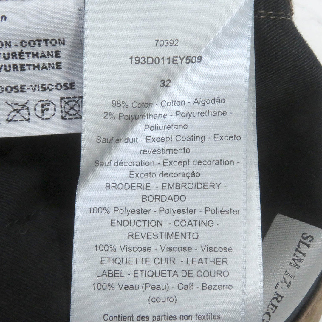 Dior HOMME Pants 193D011EY509 Main: 98% cotton, Main: 2% polyurethane, Part: 100% polyester, Part: 100% rayon, Leather part: cowhide Brown mens 32 Used Authentic