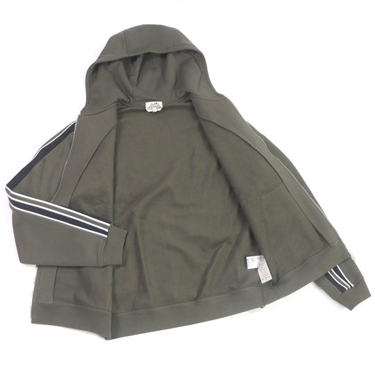 HERMES Hoodie H467780HA Main: 100% cotton, part: 95% cotton, part: 5% polyurethane, part: 80% nylon, part: 20% polyurethane khaki Run H mens L Used Authentic