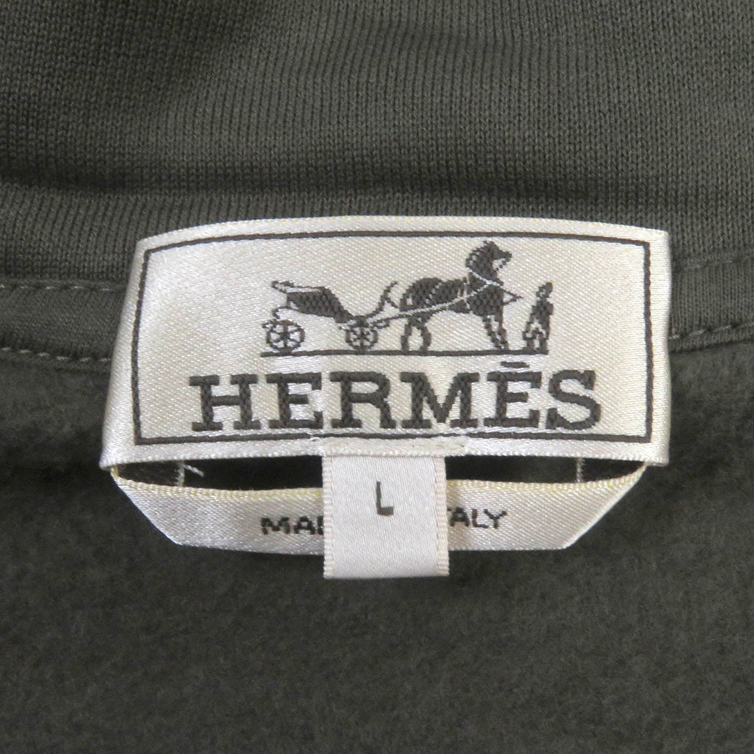 HERMES Hoodie H467780HA Main: 100% cotton, part: 95% cotton, part: 5% polyurethane, part: 80% nylon, part: 20% polyurethane khaki Run H mens L Used Authentic