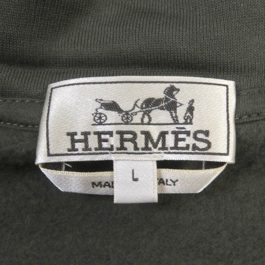HERMES Hoodie H467780HA Main: 100% cotton, part: 95% cotton, part: 5% polyurethane, part: 80% nylon, part: 20% polyurethane khaki Run H mens L Used Authentic