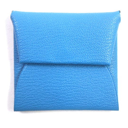 HERMES Coin case Main: Chevre Mysole Blue Zanzibar Mint Bastia Verso mens Used Authentic