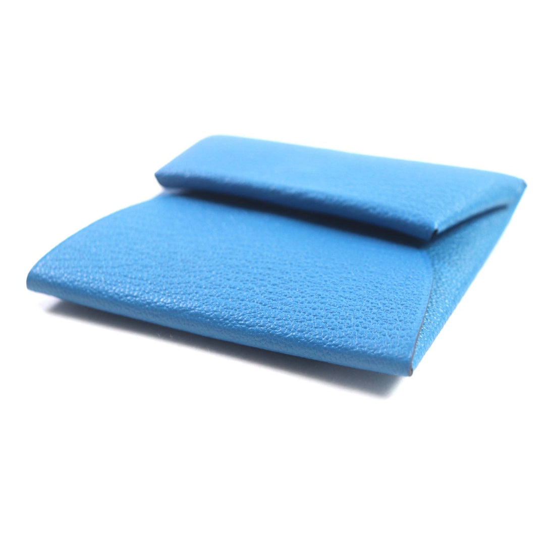 HERMES Coin case Main: Chevre Mysole Blue Zanzibar Mint Bastia Verso mens Used Authentic