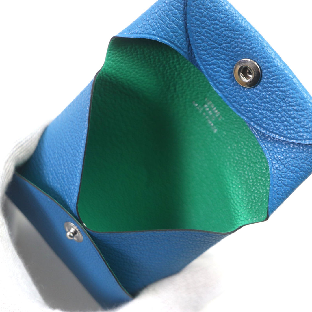 HERMES Coin case Main: Chevre Mysole Blue Zanzibar Mint Bastia Verso mens Used Authentic