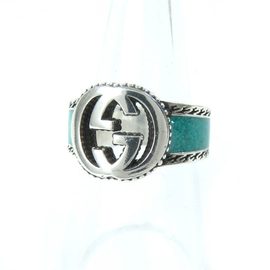 GUCCI Ring Main: AG925, Part: Enamel Silver Green type Women Used Authentic