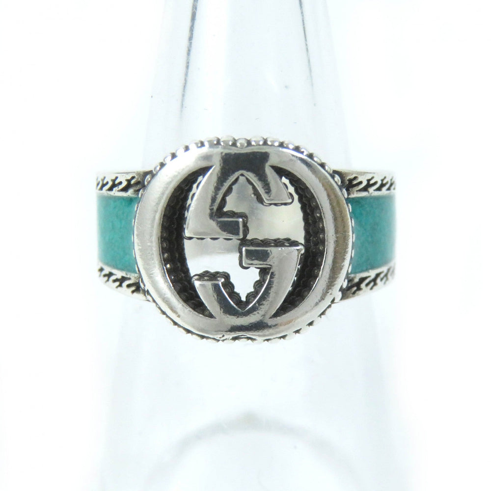 GUCCI Ring Main: AG925, Part: Enamel Silver Green type Women Used Authentic