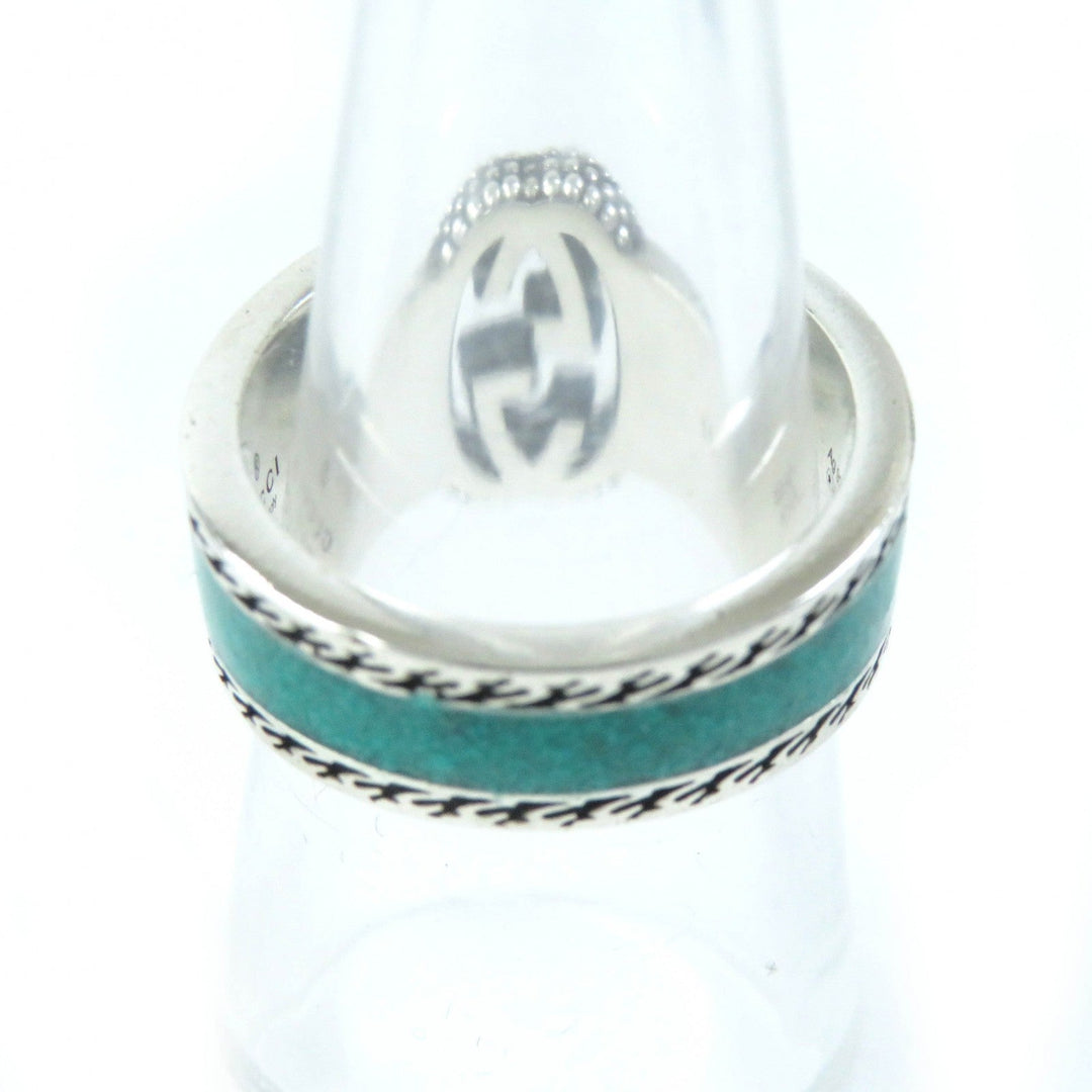 GUCCI Ring Main: AG925, Part: Enamel Silver Green type Women Used Authentic