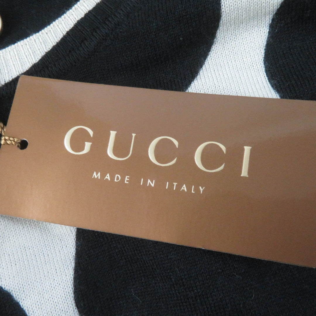 GUCCI Short sleeve knit 229111 Main: 100% cashmere Black Ivory Women S Used Authentic
