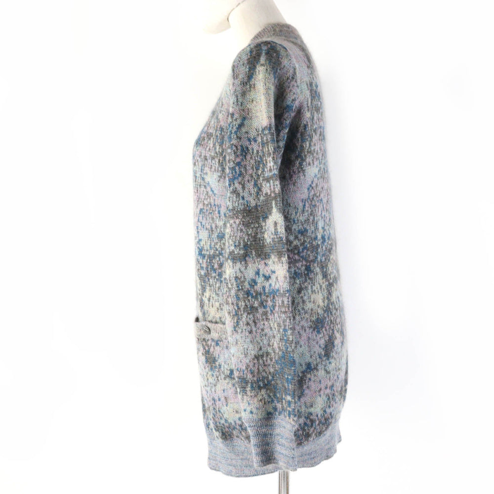 CHANEL cardigan P50012K06384 Main: 57% mohair, Main: 26% nylon, Main: 17% wool Gray type Multicolor Women 34 Used Authentic
