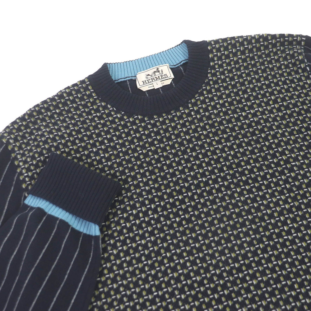 HERMES sweater Main: 100% wool Marin mens L Used Authentic