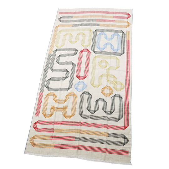 HERMES Stall Main: 100% cashmere Beige multi Les Rubans d'Hermes Hermes ribbons Women Used Authentic