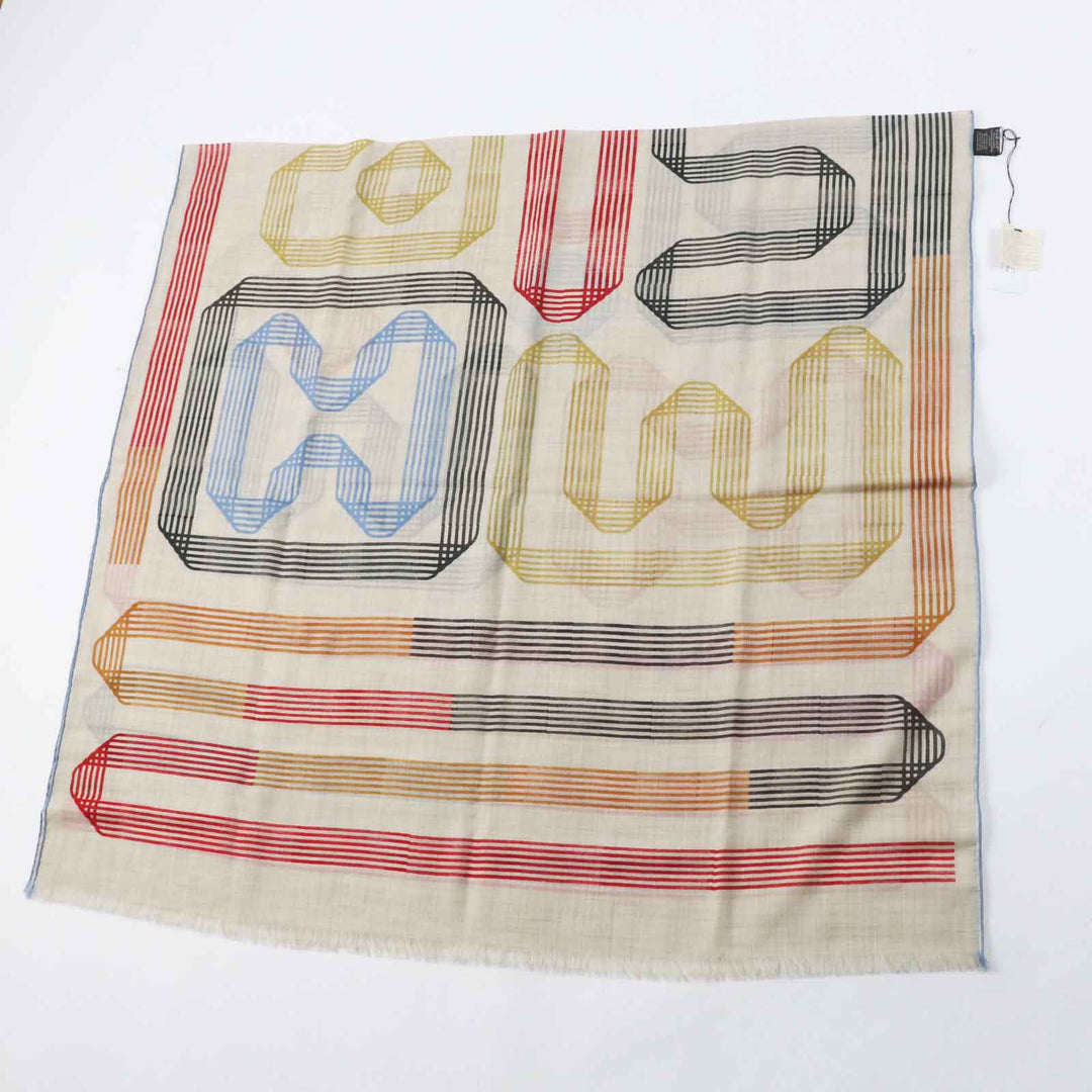HERMES Stall Main: 100% cashmere Beige multi Les Rubans d'Hermes Hermes ribbons Women Used Authentic