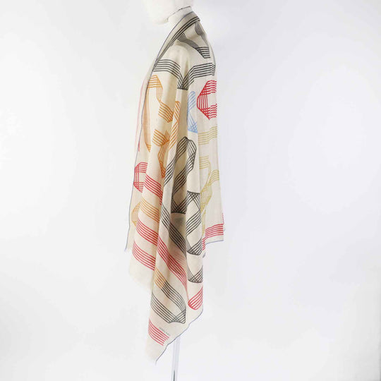 HERMES Stall Main: 100% cashmere Beige multi Les Rubans d'Hermes Hermes ribbons Women Used Authentic