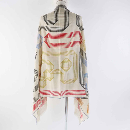 HERMES Stall Main: 100% cashmere Beige multi Les Rubans d'Hermes Hermes ribbons Women Used Authentic