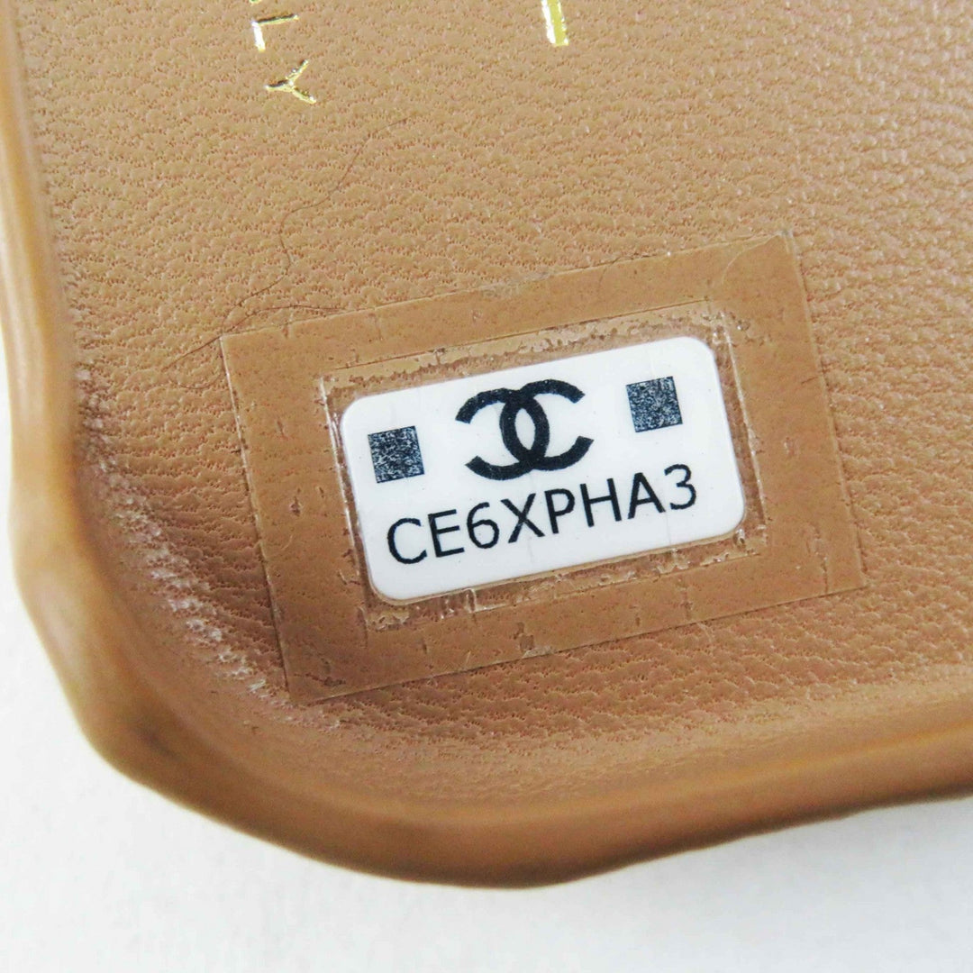 CHANEL iPhone case AP3553 Caviar skin Brown beige Women Used Authentic