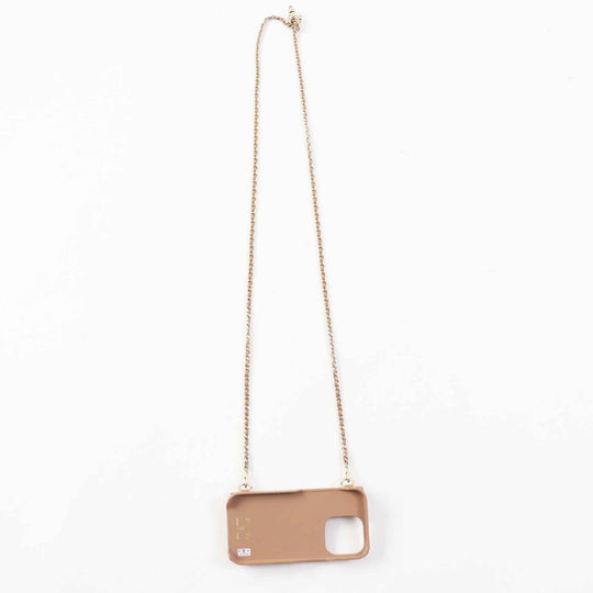CHANEL iPhone case AP3553 Caviar skin Brown beige Women Used Authentic