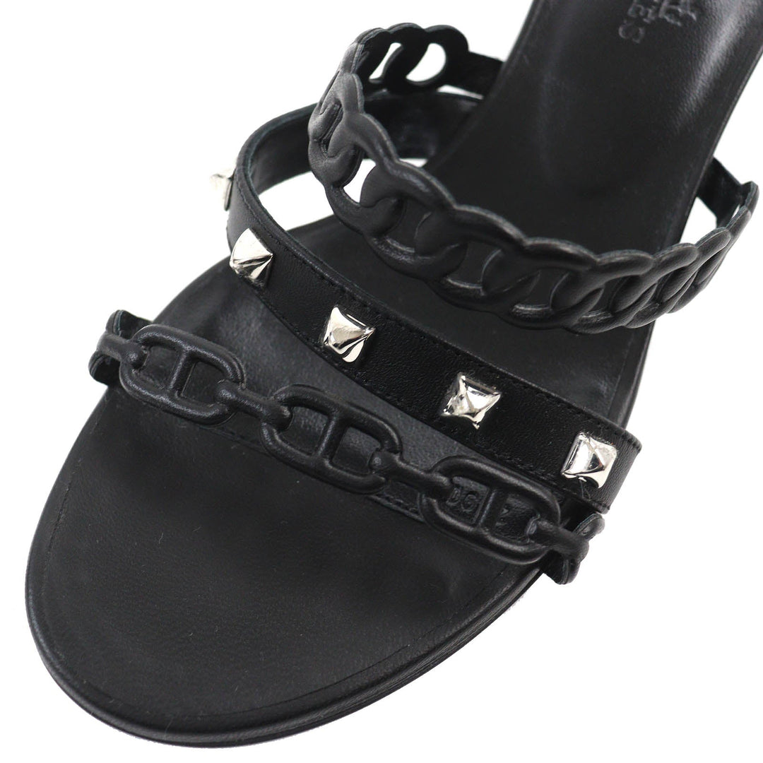 HERMES Sandals 201068Z Main: Leather black Agiaccio Women 36 Used Authentic