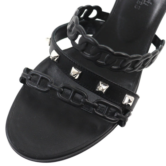 HERMES Sandals 201068Z Main: Leather black Agiaccio Women 36 Used Authentic