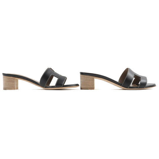 HERMES Sandals 071002Z Main: Leather black Oasis Women 35 1/2 Used Authentic