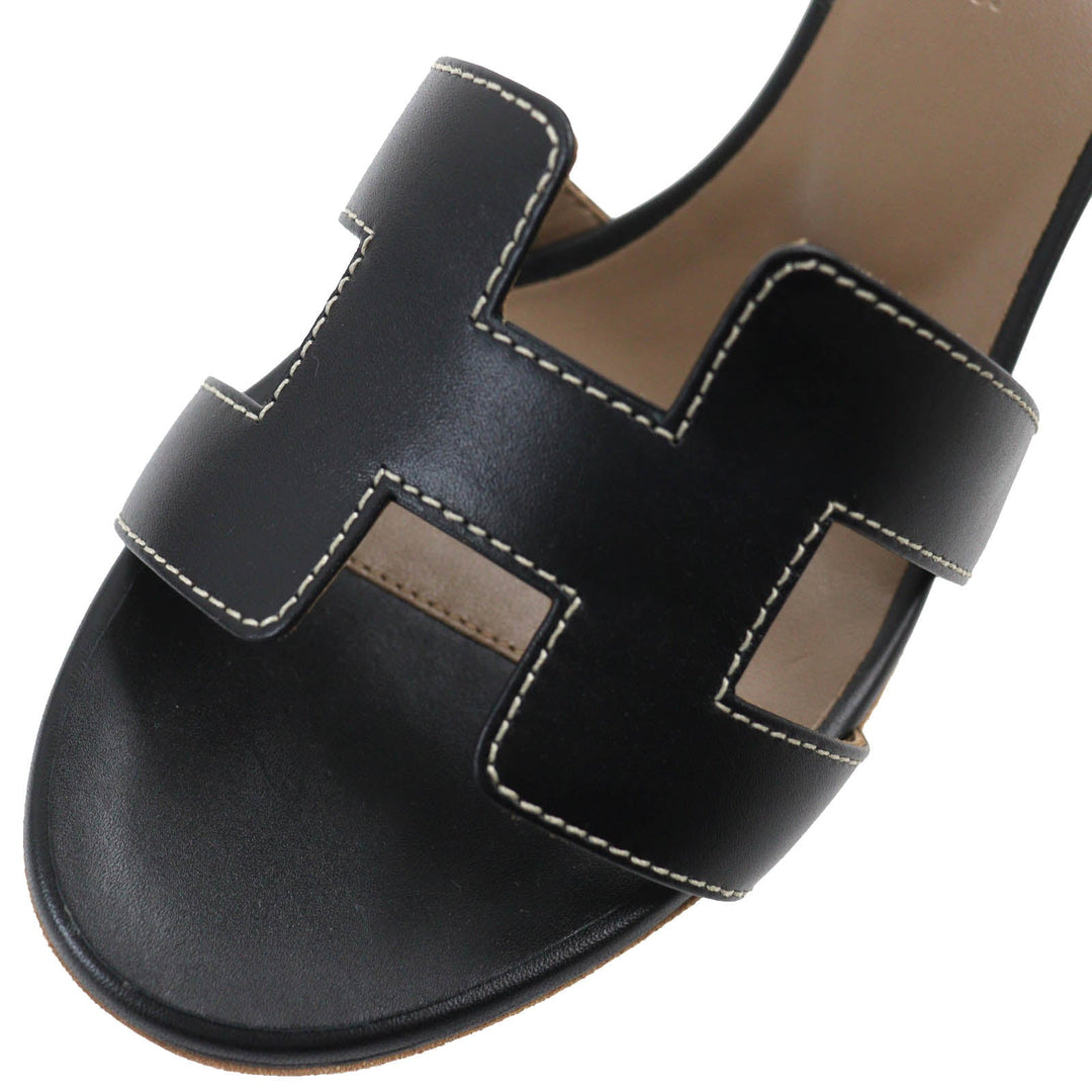 HERMES Sandals 071002Z Main: Leather black Oasis Women 35 1/2 Used Authentic