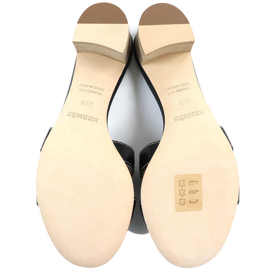 HERMES Sandals 071002Z Main: Leather black Oasis Women 35 1/2 Used Authentic