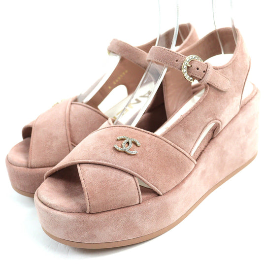 CHANEL Sandals 24P G45594 Main: Suede leather pink Women 37 1/2C Used Authentic