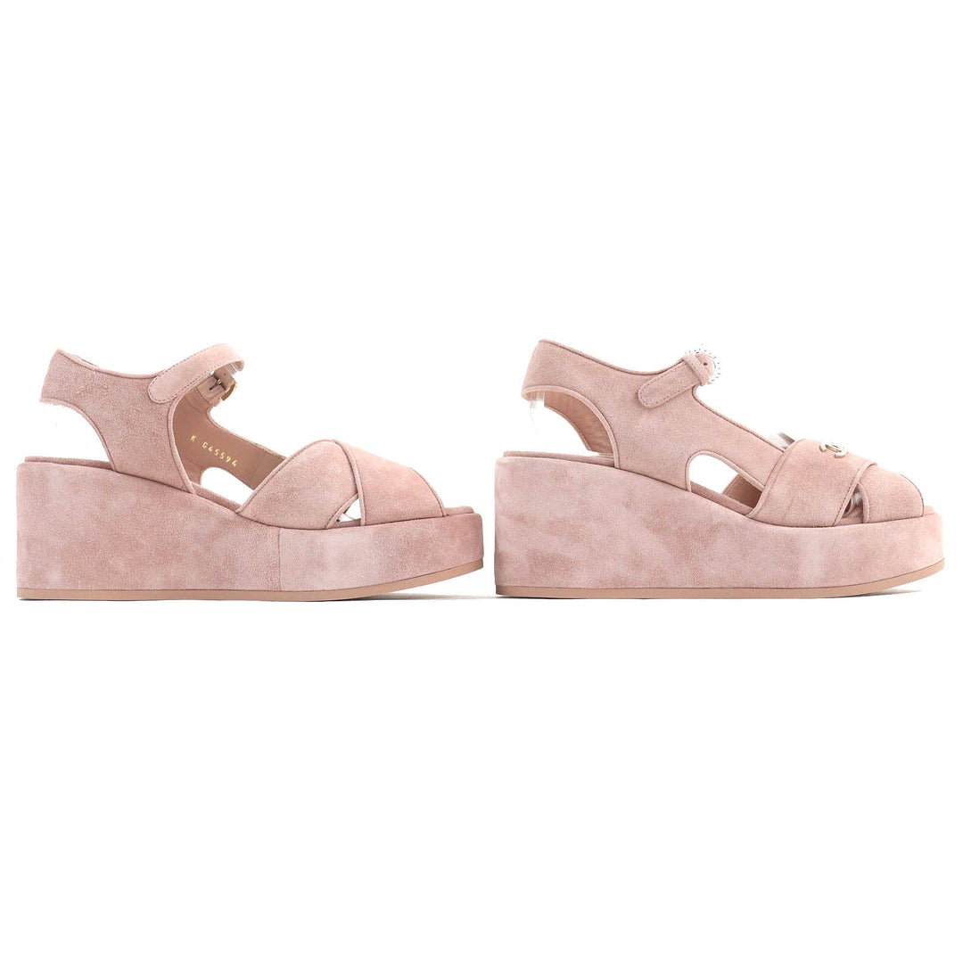 CHANEL Sandals 24P G45594 Main: Suede leather pink Women 37 1/2C Used Authentic