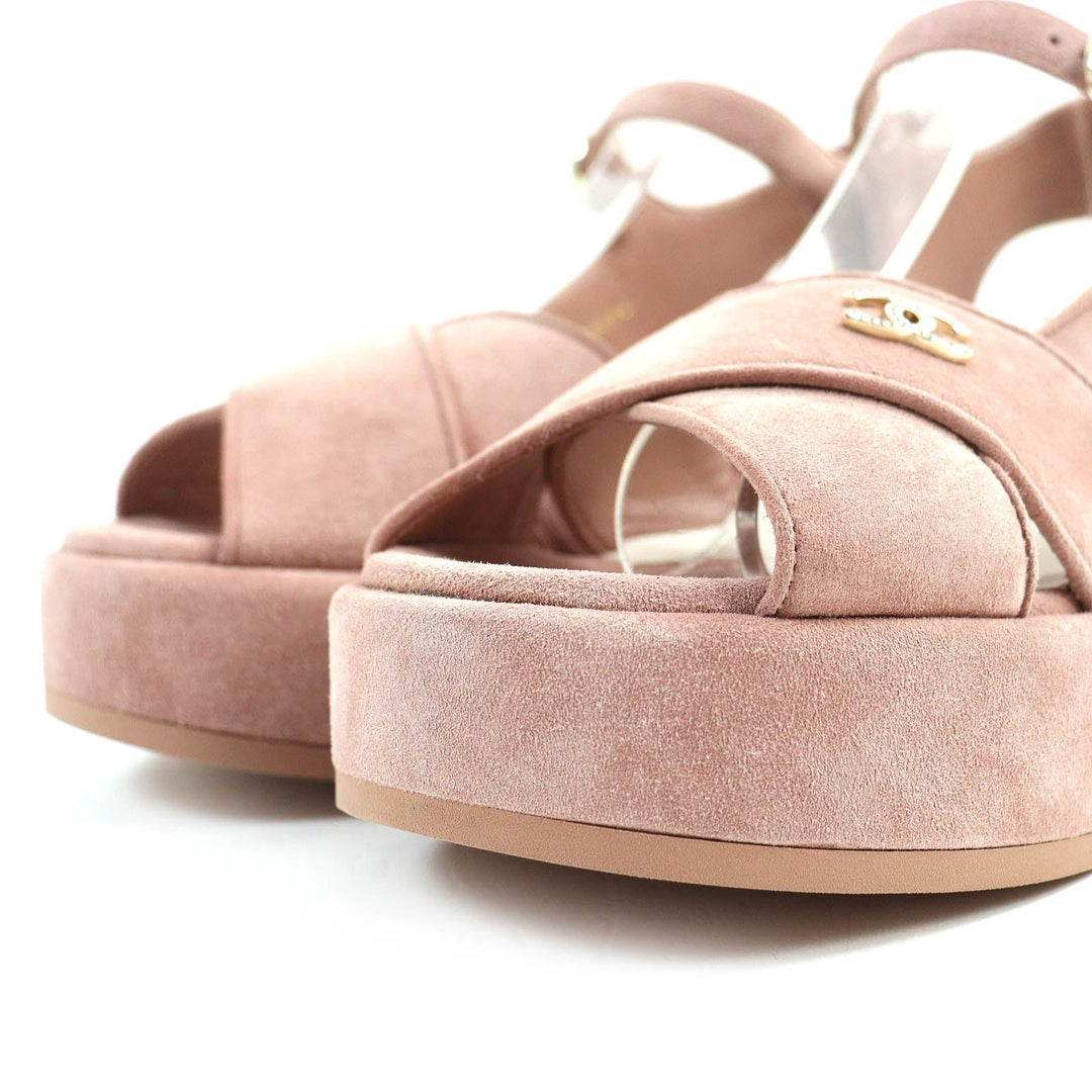 CHANEL Sandals 24P G45594 Main: Suede leather pink Women 37 1/2C Used Authentic