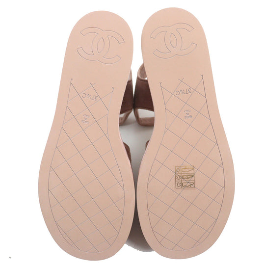 CHANEL Sandals 24P G45594 Main: Suede leather pink Women 37 1/2C Used Authentic