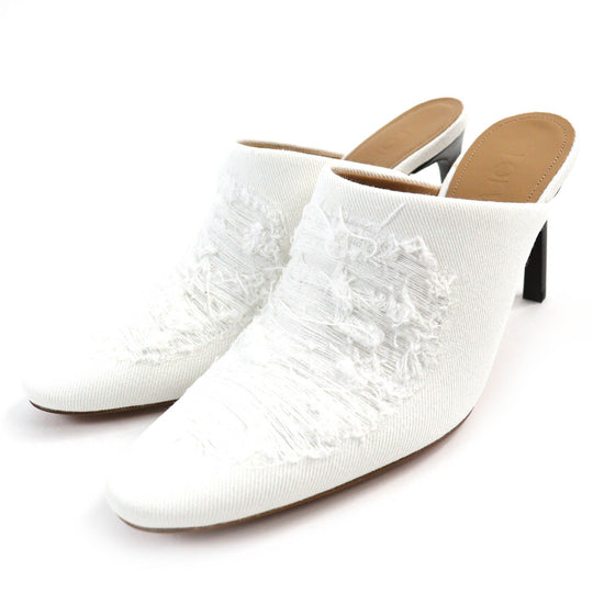 LOEWE Mule 562201 Main: Denim white RIPPED DENIM MULE Ripped denim Women 37 Used Authentic