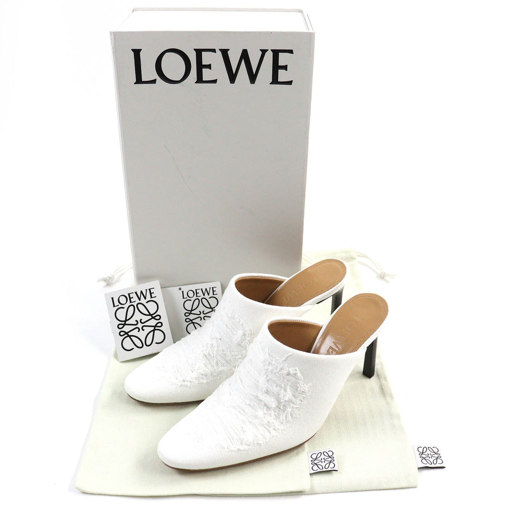 LOEWE Mule 562201 Main: Denim white RIPPED DENIM MULE Ripped denim Women 37 Used Authentic