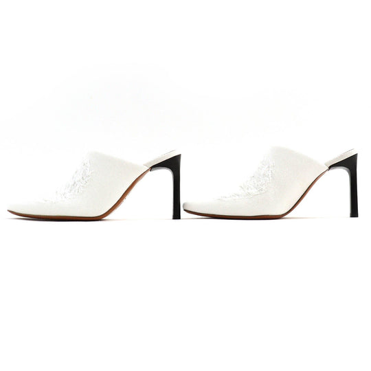 LOEWE Mule 562201 Main: Denim white RIPPED DENIM MULE Ripped denim Women 37 Used Authentic