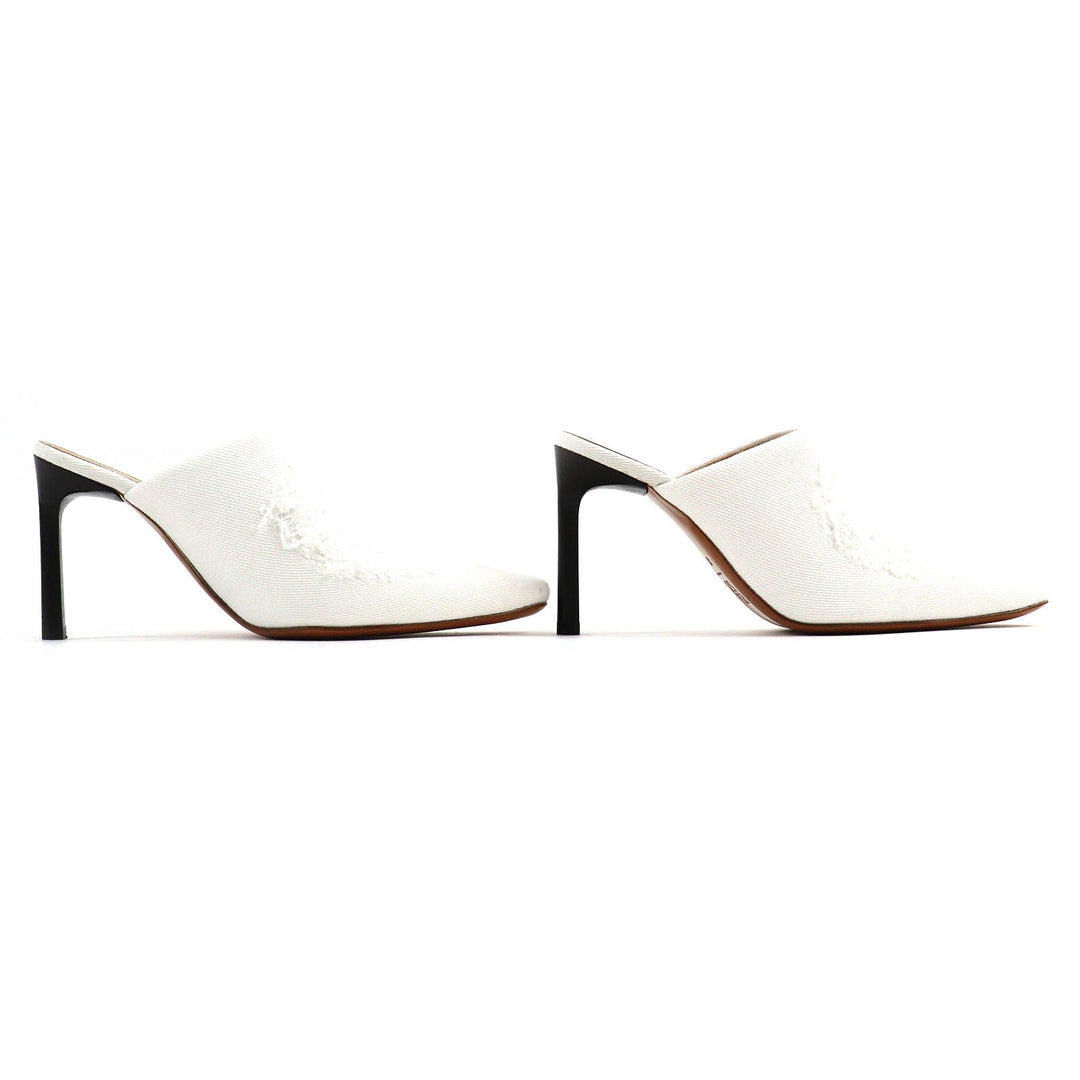 LOEWE Mule 562201 Main: Denim white RIPPED DENIM MULE Ripped denim Women 37 Used Authentic