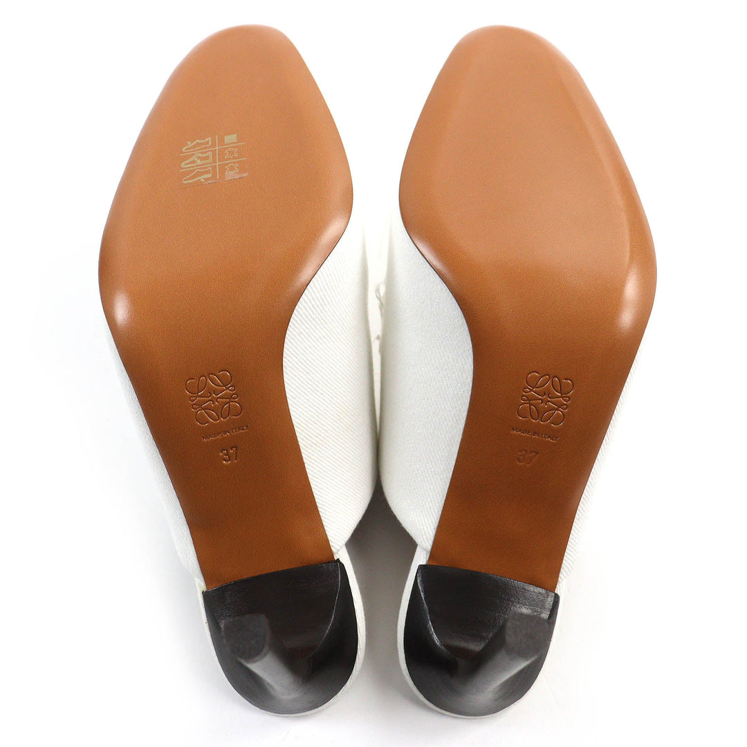 LOEWE Mule 562201 Main: Denim white RIPPED DENIM MULE Ripped denim Women 37 Used Authentic