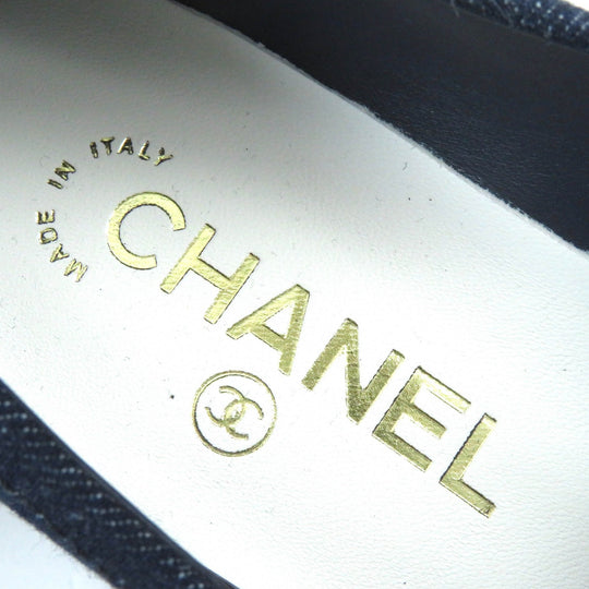 CHANEL loafers G45720 Main: Denim Indigo blue Women 35 1/2C Used Authentic