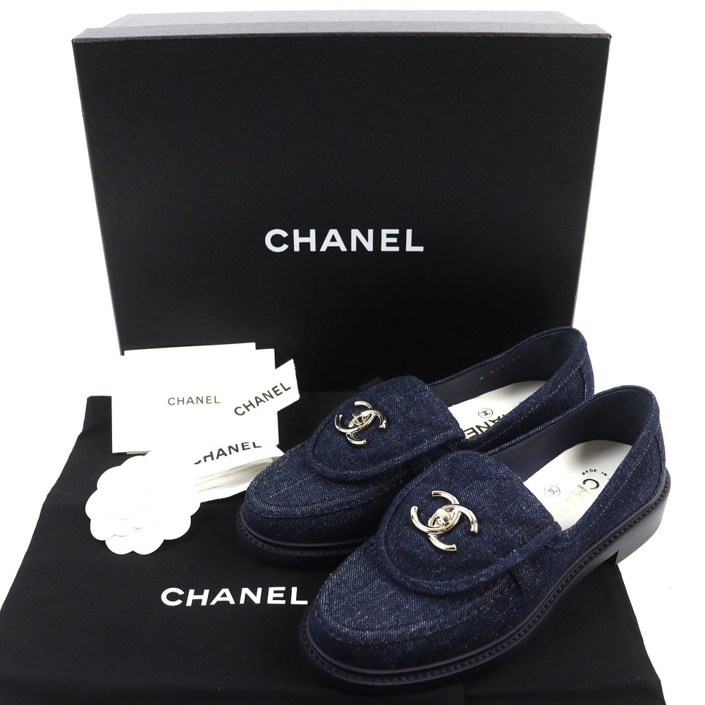 CHANEL loafers G45720 Main: Denim Indigo blue Women 35 1/2C Used Authentic
