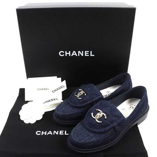 CHANEL loafers G45720 Main: Denim Indigo blue Women 35 1/2C Used Authentic