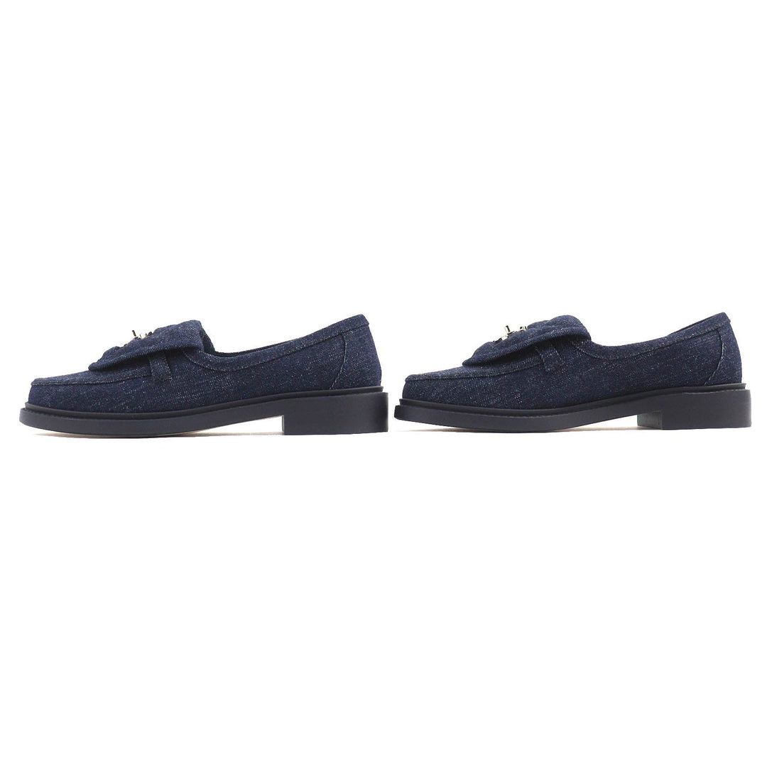 CHANEL loafers G45720 Main: Denim Indigo blue Women 35 1/2C Used Authentic